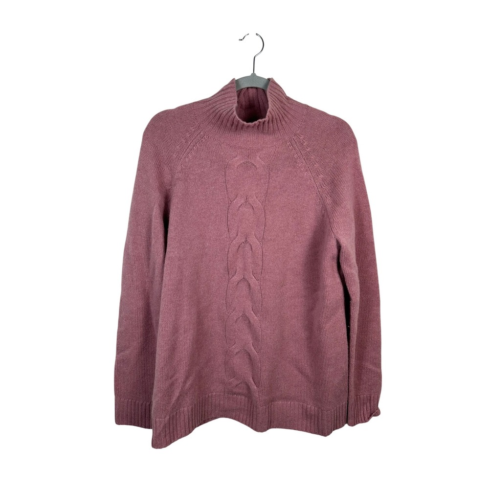 Garnet Hill Cashmere Sweater Womens S Rose Very Good Cable Knit Mock Neck